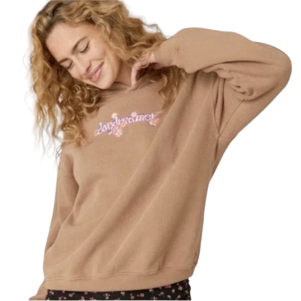 Daydreamer Daydreamer Groovy Type Sweatshirt in Taupe Oversized Size Smallβ NWT